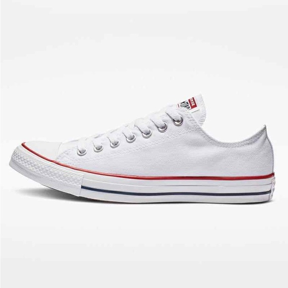 Converse White Canvas Sneakers with Red and Blue Trim - Picture 4 of 6